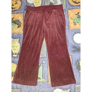 Michael Kors Velvet Sweatpant Burgundy Pull-on‎ Logo Women's XL